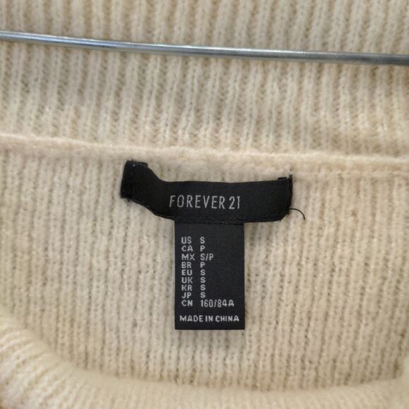 Forever 21 Womens Cowl Neck Sweater Size Small Cream Tag Logo - Picture 10 of 10